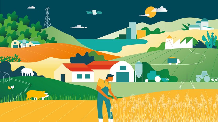 Dekoratives Element: Illustration einer Farmsituation